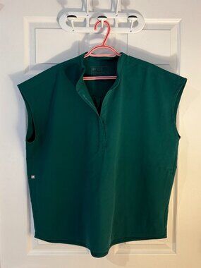 Figs Women's Rafaela Oversized Scrub Top, Size XL, Hunter Green